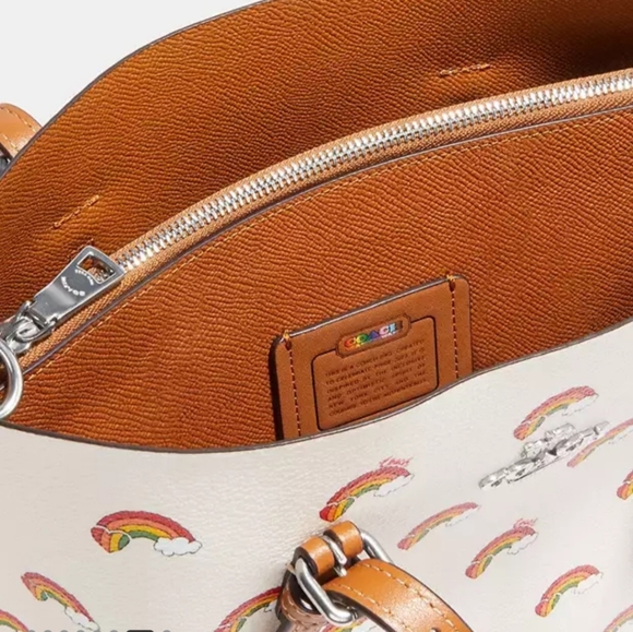 COACH Pride Bags Mollie Tote 25 With Rainbow Heart Print NWT Authentic 🌈 - Picture 5 of 15
